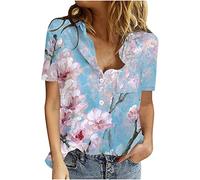 Shirt 3/4 Arm Damen Mittelalter Bluse Damen Corset Top Damen Sweatshirts FüR Damen Oversize Tshirt Blusentops Damen Elegant Tunika Sport Tshirt(2-Light Blue, L)