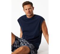 T-Shirt SCHIESSER "SCHIESSER 150 YEARS", Herren, Gr. 50, blau (admiral), Rippware, Obermaterial: 90% Baumwolle, 10% Elasthan, casual, bequem hüftbedeckend, Rundhals, ohne Ärmel weit, Shirts, weite Arm