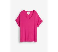 T-Shirt BONPRIX, Damen, Gr. 44/46 (L), magnolienpink, Jersey, Obermaterial: 95% Viskose, 5% Elasthan, oversize hüftbedeckend, V-Ausschnitt, angeschnitten Umschlagsaum, Shirts T-Shirt, Oversize-Passfor
