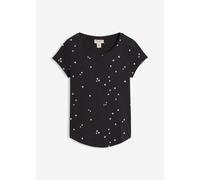 T-Shirt BONPRIX, Damen, Gr. 36/38 (S), schwarz (schwarz bedruckt), Jersey, Obermaterial: 100% Baumwolle, bedruckt, slim fit hüftlang, Rundhals, Shirts T-Shirt, Slim Fit Passform, Kurzarm, abgerundeter