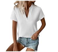 Shirt Damen 3/4 Arm Bluse Weiß Damen Ärmelloses Top Damen Ausgefallene Tshirts Damen Leinenbluse Damen Bauchfreies Oberteil Damen Jeanshemd Damen Bade Tankini Oberteil (1-White, M)