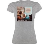 Shirt Damen - eigenem - Foto Bild Geschenk I Dein Bild und Text - L - Grau meliert - Tshirt t-Shirt selber gestalten selbst drucken Photo t-Shirts mädelsabend namens-Shirt personalisiertes Fotos