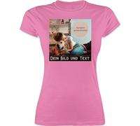 Shirt Damen - eigenem - Foto Bild Geschenk I Dein Bild und Text - XXL - Rosa - Tshirt t-Shirt selber gestalten selbst drucken Photo t-Shirts mädelsabend namens-Shirt personalisiertes Fotos Shirts