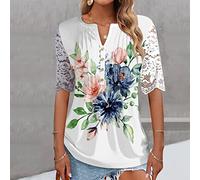 Shirt Damen Elegant Elegantes Blusenshirt Sommer Mode Tshirt Lässiges Lockeres Kurzarm T-Shirt Große Größen V-Ausschnitt Oberteile Sommerbluse Tuniken Aushöhlen Tunika Tops Hemd