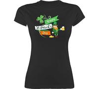 Shirt Damen - Happy St. Patricks Day Leprechaun Kobold - XXL - Schwarz - Outfit st Patrick's Day-Shirt Sankt Kleeblatt Tshirt st.-Patricks-Day-t-Shirt Patrick irischer t-Shirt irische Geschenke