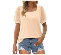Shirt Damen Kurzarm More and More Damen Bluse Weisse Bluse Damen Elegant Tunika Bluse Damen Sommer Festliche Blusen Damen Zur Hochzeit Sommer Blusen Für Damen Sportshirt Damen Bikini Top (3-Beige, XL)