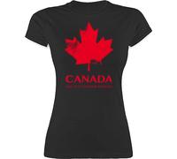 Shirt Damen - Länder Fahnen und Flaggen - Canada Not just Colder Cooler - Souvenir Geschenk - M - Schwarz - t länderfahnen Country Maple Tshirt Kanada Tshirts kanadier Funshirt kanadische t-Shirt