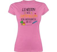 Shirt Damen - Lehrerin Weil Superheldin kein anerkannter Job ist I Geschenk Lehrerin - M - Rosa - Tshirt Spruch Lehrer Abschied Geschenke superhelden t-Shirt t lehrerinnen superheld Shirts