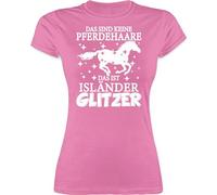 Shirt Damen - Pferde - Das sind Keine Pferdehaare das ist Isländer Glitzer I - M - Rosa - Geschenk reitklamotten pferdeliebhaber islandpferd Tshirt t-Shirt Frauen Pferd reiten islandpferde Kurzarm