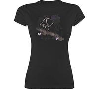 Shirt Damen - Retro - Vintage Bike Go for a Ride - S - Schwarz - mit fahrradmotiv Fahrrad t-Shirt Tshirt fahrräder fahrrädern Kurzarm t Blumen Baumwolle lustige t-Shirts Motiv Shirts für Frauen
