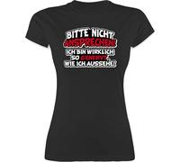 Shirt Damen - Sprüche Statement mit Spruch - Bitte Nicht ansprechen ich Bin wirklich so genervt - S - Schwarz - spruchshirts Spruchshirt sprueche Sarcasm Tshirt freche Tshirts lustig sprüchen