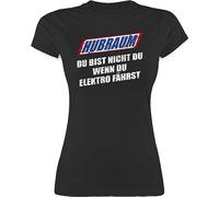Shirt Damen - Sprüche Statement mit Spruch - Hubraum - du bist Nicht du, wenn du Elektro fährst - L - Schwarz - spruchshirts sprueche kfz Tshirt Spruchshirt sprüchen Auto t-Shirts lustig