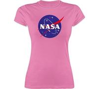 Shirt Damen - Sprüche Statement - Raumfahrt NASA Meatball Logo I - S - Rosa - Tshirt weltall geekshirt zocker Space Shirts NAS t-Shirt Funshirts Geek Sternen t-Shirt t Statements-Shirts Nerd