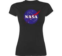 Shirt Damen - Sprüche Statement - Raumfahrt NASA Meatball Logo I - XXL - Schwarz - Tshirt weltall geekshirt zocker Space Shirts NAS t-Shirt Funshirts Geek Sternen t-Shirt t Statements-Shirts Nerd