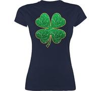 Shirt Damen - St. Patricks Day - Vierblättriges Kleeblatt I Shamrock I Glücksbringer - M - Navy Blau - irische Kleidung irisches Outfit Sankt irisch Tshirt t-Shirt Good Luck Charm