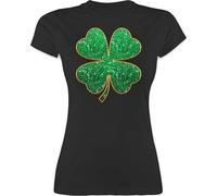 Shirt Damen - St. Patricks Day - Vierblättriges Kleeblatt I Shamrock I Glücksbringer - M - Schwarz - irische Kleidung irisches Outfit Sankt irisch Tshirt t-Shirt Good Luck Charm