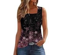 Shirt Damen - Top Damen-Oberteile Damen-Ärmelloses bedrucktes Tanktop T Shirt mit quadratischem Ausschnitt Bauchfreies Oberteil Damen Sommer Oberteile Damen Tanktops Frauen Top Damen Sexy