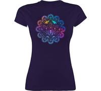 Shirt Damen - Yoga - Lotusblume Lotus Meditation Entspannung Spirituelle Mandala Pilates - XL - Lila - t Yoga-Shirts Joga spirituell Funshirts für Frauen t-Shirt Shirts Geschenke Tshirt yogashirts