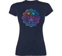 Shirt Damen - Yoga - Lotusblume Lotus Meditation Entspannung Spirituelle Mandala Pilates - XXL - Navy Blau - t Yoga-Shirts Joga spirituell Funshirts für Frauen t-Shirt Shirts Geschenke Tshirt