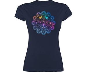 Shirt Damen - Yoga - Lotusblume Lotus Meditation Entspannung Spirituelle Mandala Pilates - XXL - Navy Blau - t Yoga-Shirts Joga spirituell Funshirts für Frauen t-Shirt Shirts Geschenke Tshirt