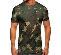 Shirt Herren Camouflage Streifenmuster Lässige Mode Revers Kurzarm (M,5-AG)