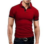 Shirt Herren Kurzarm Shirt Mit Gummizug Am Saum Herren Tank Top Sommer Sommertops Tshirt Lang Herren Hemd Weiss Herren Polo Hemd Herren Muskelshirt Herren(Wein, 5XL)