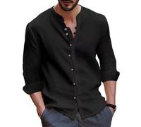 Shirt Herren Leichte Komfortabel Longsleeve Tops Herren Casual Täglicher Verschleiß Mode Shirt Herren Business Klassisch All-Match Longsleeve Shirt Herren A-Black 3XL