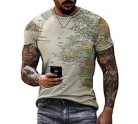 Shirt Herren Sommer Klassisch Mode Rundhals Regular Fit Herren T-Shirt Modern Trend Mode Karte Druck Herren Kurzarm Täglich Casual Atmungsaktives Herren Freizeithemden