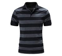 Shirt Herren Sommer Knöpfe Revers Gestreift Shirt Herren Golf Klassisch Basic Poloshirt Herren Casual Stretch Slim Fit Kurzarm Shirt Herren C-Grey2 S