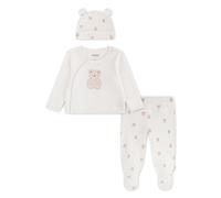 Shirt, Hose, Jacke & Mütze HUGGIES BABYWEAR "HUGN FOOTED PANT SET + ATTACHM", Mädchen, Gr. 4 (9M/74), weiß (huggies snow weiß), Jersey, Obermaterial: 100% Baumwolle. Obermaterial 2: 44% Baumwolle, 29%