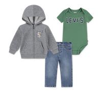 Shirt, Hose & Jäckchen LEVI'S KIDS "für Babys und Kleinkinder", Mädchen, Gr. 36M (98), deep grass grün, Obermaterial: 60% Baumwolle, 40% Polyester. Obermaterial Hose: 64% Baumwolle, 26% Polyester, 8%