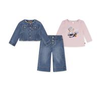 Shirt, Hose & Jäckchen LEVI'S KIDS "LVG JACKET TEE,WIDE JEANS", Mädchen, Gr. 36M (98), rosa (crystal rose), Denim/Jeans, Obermaterial: 64% Baumwolle, 26% Polyester, 8% Viskose, 2% Elasthan. T-Shirt: 6