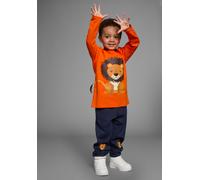 Shirt & Hose KIDSWORLD "2tlg. Set Langarmshirt+Hose", Jungen, Gr. 128/134, bunt (orange, marine), Interlock, Obermaterial: 100% Baumwolle. Unterteil: 100% Baumwolle, bedruckt, KOB Set-Artikel, mit Löw