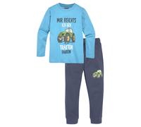 Shirt & Hose KIDSWORLD "2tlg. Set Langarmshirt + Hose", Jungen, Gr. 92/98, blau (türkis marine), Interlock, Obermaterial: 100% Baumwolle. Obermaterial Hose: 100% Baumwolle, bedruckt, KOB Set-Artikel,