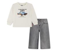 Shirt & Hose LEVI'S KIDS "LVB CAR LS & DENIM SET", Jungen, Gr. 18M (86), weiß (levi's egret), Jersey, Obermaterial: 60% Baumwolle, 40% Polyester. Obermaterial 2: 70% Baumwolle, 28% Polyester, 2% Elast