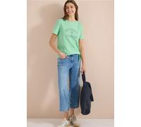 Cecil Damen Shirt im Ausbrenner-Look mit Wording in Grün, Gr: XL