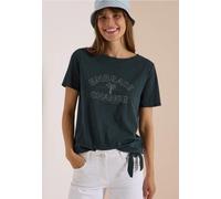 Rundhalsshirt CECIL, Damen, Gr. M (40), palm breeze grün, Jersey, Obermaterial: 50% Baumwolle, 50% Polyester, bedruckt, normal hüftbedeckend, Rundhals, abgesteppte Kante, Shirts Rundhalsshirt, Sommers