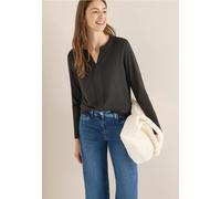 Cecil Blusenshirt Damen Tunika-Look raw khaki Jersey V-Ausschnitt regular fit hüftlang XXL
