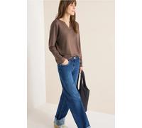 Langarmshirt CECIL, Damen, Gr. M (40), urban taupe, Web, 48% Baumwolle, 48% Modal, 4% Elasthan, unifarben, comfort fit normal, V-Ausschnitt, normaler Saum, Shirts Langarmshirt, im Tunika-Style (137956