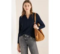 Langarmshirt CECIL, Damen, Gr. XS (36), universal blau, Web, 48% Baumwolle, 48% Modal, 4% Elasthan, unifarben, comfort fit normal, Rundhals, abgesteppt, Shirts Langarmshirt, aus Baumwolle mit Stretcha
