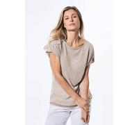 Kurzarmshirt GOLDNER "Kurzgröße Shirt in Leinenoptik", Damen, Gr. 20, grau (kiesel), Obermaterial: 80% Polyester PES. 20% Viskose CV., figurumspielend, Sonstiges, Shirts, U-Boot-Ausschnitt (43623963-2