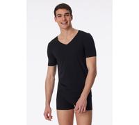 Schiesser T-Shirt Herren V-Ausschnitt Baumwolle schwarz, 7 (XL)