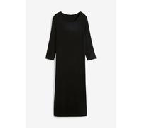 Shirtkleid BONPRIX, Damen, Gr. 44/46 (L), N-Gr, schwarz, Jersey, Obermaterial: 95% Viskose, 5% Elasthan, loose fit, Kleider Shirtkleid, für den Alltag, aus leicht fließendem Material, mit 3/4-Ärmeln (