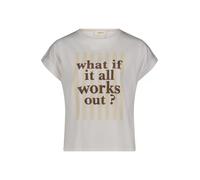 Kurzarmshirt CARTOON "Damen mit Ärmelaufschlag", Damen, Gr. 40, weiß (patch cream, beige), Obermaterial: 100% Baumwolle, loose fit normal, Rundhals, Shirts (67261436-40) patch cream, beige
