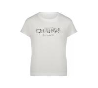 Kurzarmshirt BETTY & CO "Damen mit Stickerei", Damen, Gr. M, patch weiß, silber, Obermaterial: 100% Baumwolle, loose fit normal, Rundhals, Shirts (90222248-M) patch weiß, silber