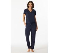 Shirt kurzarm Henley Knopfleiste blau - Mix+Relax 38