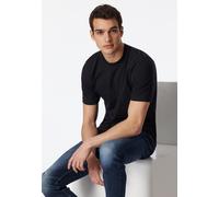 T-Shirt SCHIESSER "Essentials", Herren, Gr. L, schwarz (000, schwarz), Single Jersey, Obermaterial: 100% Baumwolle, unifarben, regular fit Po-bedeckend, Rundhals, Shirts T-Shirt, mit Rundhalsausschnit