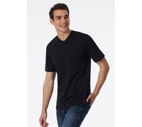 Schiesser Herren American T- Shirts mit V-Ausschnitt, 2er - Pack (M / (5), schwarz)