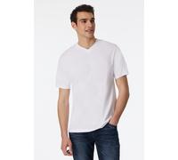 V-Shirt SCHIESSER "Essentials", Herren, Gr. M, weiß, Single Jersey, Obermaterial: 100% Baumwolle, unifarben, regular fit hüftbedeckend, V-Ausschnitt, Shirts V-Shirt, mit V-Ausschnitt (83277024-M)