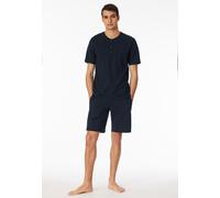 Schiesser Herren Schlafshirt Kurzarm mit Knopfleiste Bio-Baumwolle-Mix + Relax Pyjamaoberteil, Nachtblau_182516, 58
